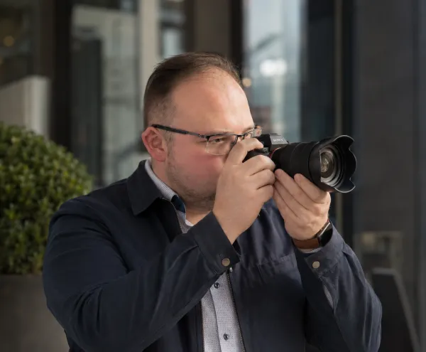 Daniel shooting with a Sony camera
